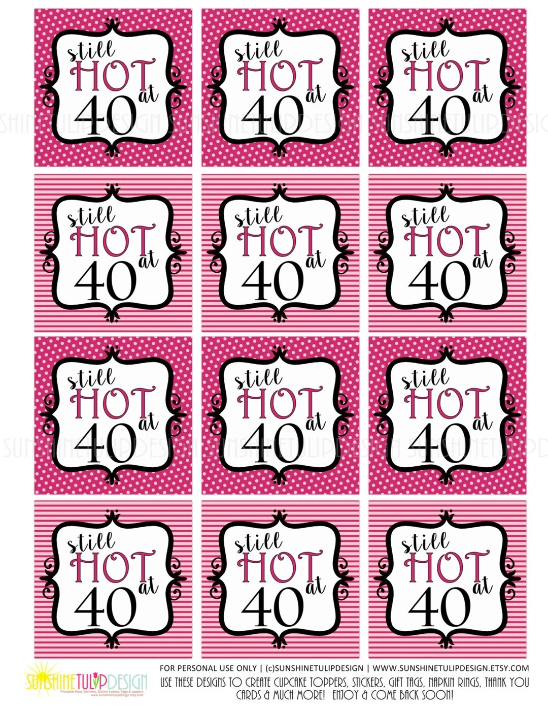 Printable 40th Birthday Gift Tags Still Hot At 40 Gift Tags Printable 40th And Still Hot Gift Tags By SUNSHINETULIPDESIGN Etsy