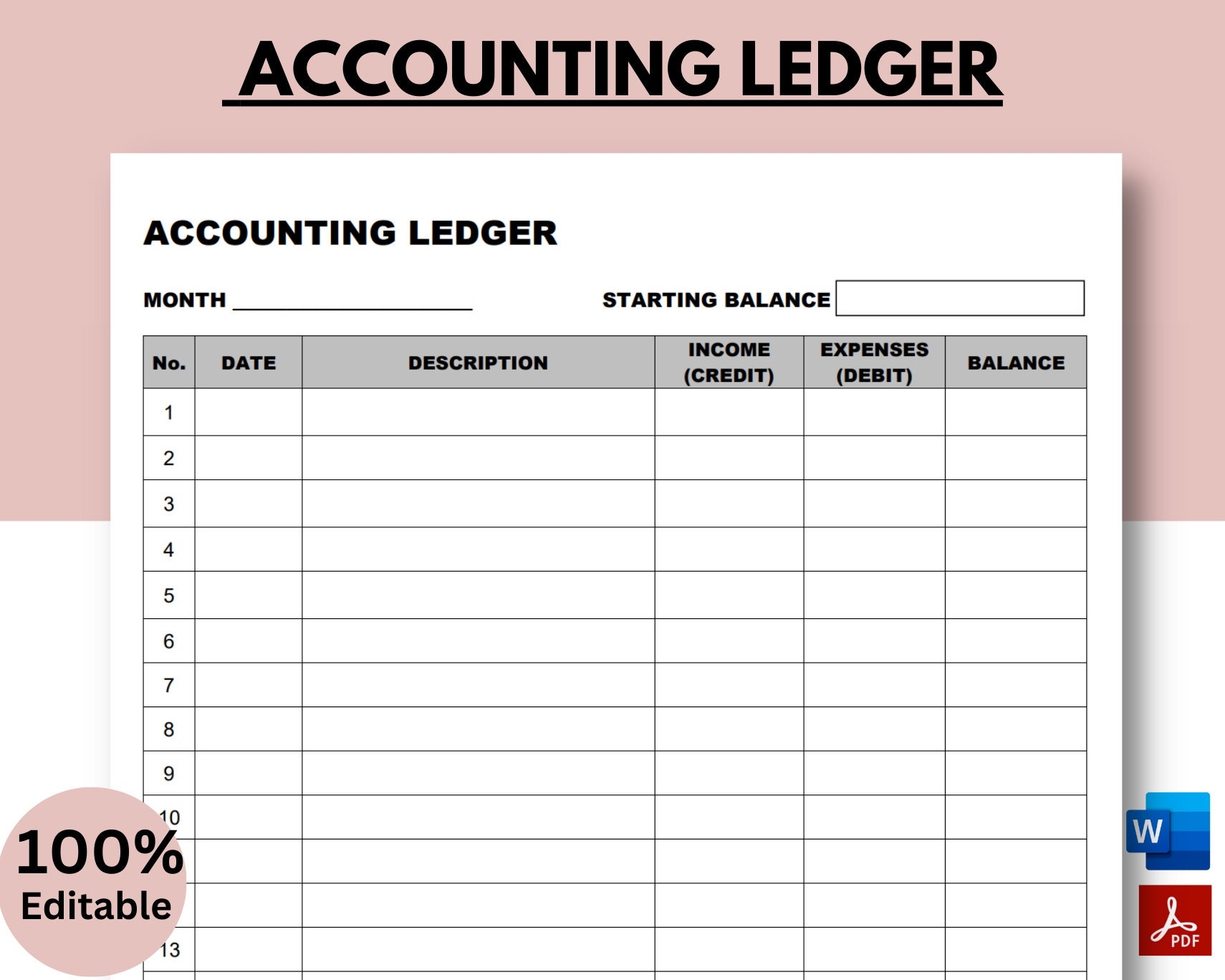 Free Printable Ledger Forms
