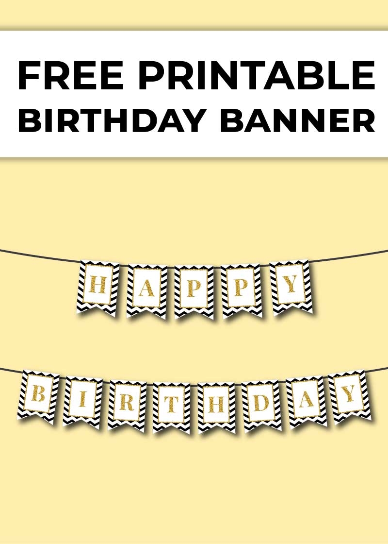 Printable Birthday Banner black Chevron And Glitter Chevron Lemon