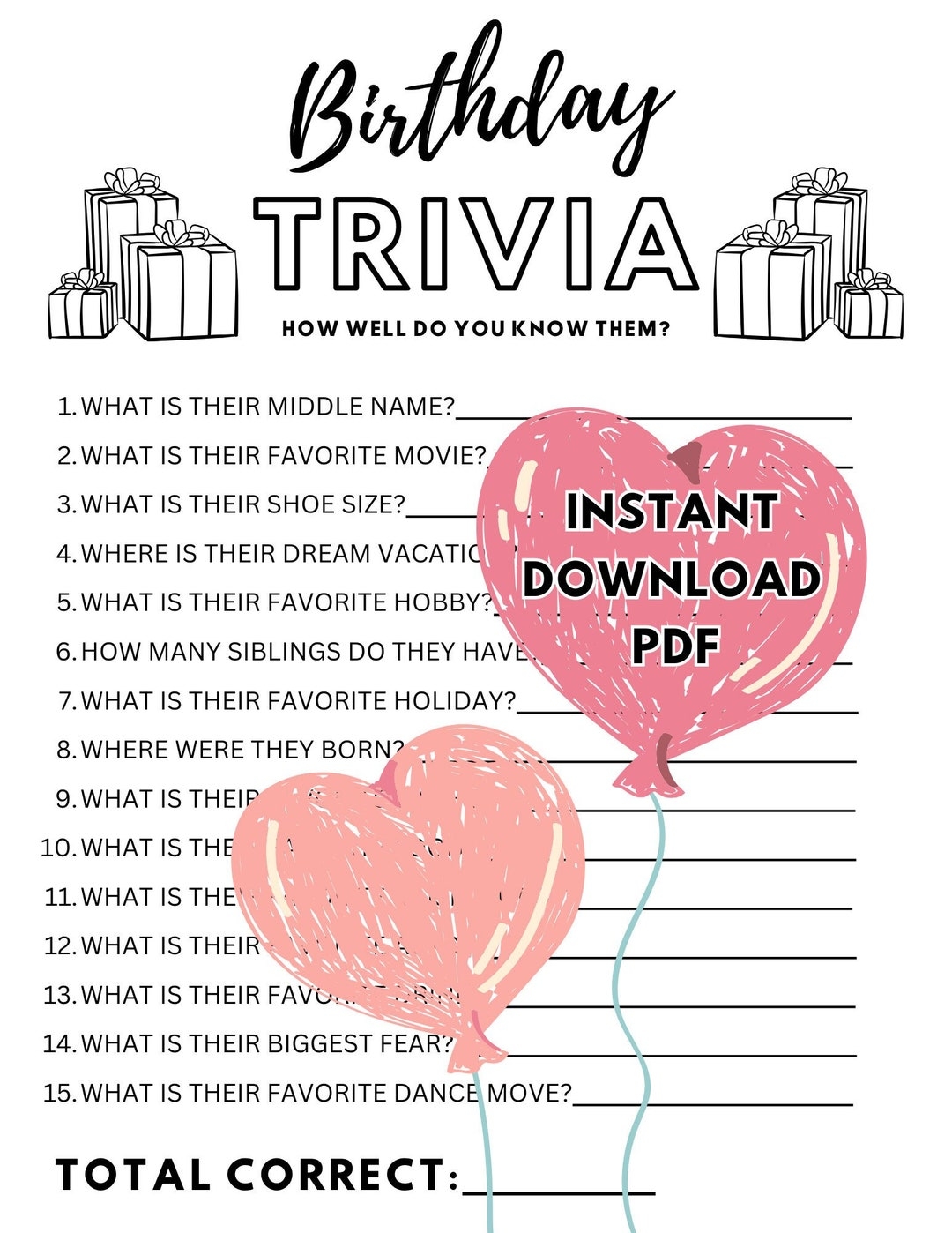 Free Printable Birthday Trivia Games