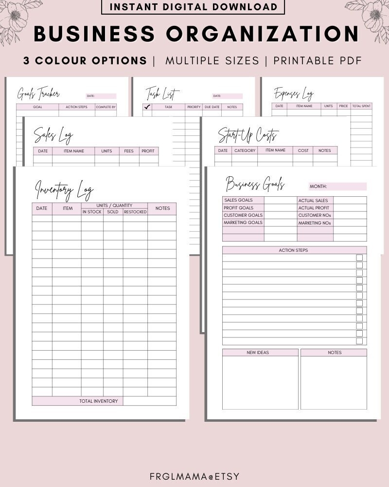 Printable Business Organization Planner And Tracker Sheets Template Small Business Planner Home Business Organizer Printable A4 A5 PDF Etsy