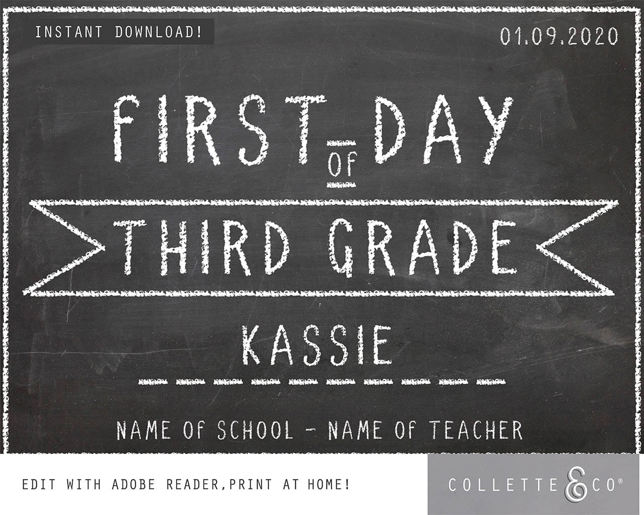Printable Chalkboard Back To School Sign Pack Collette Co 