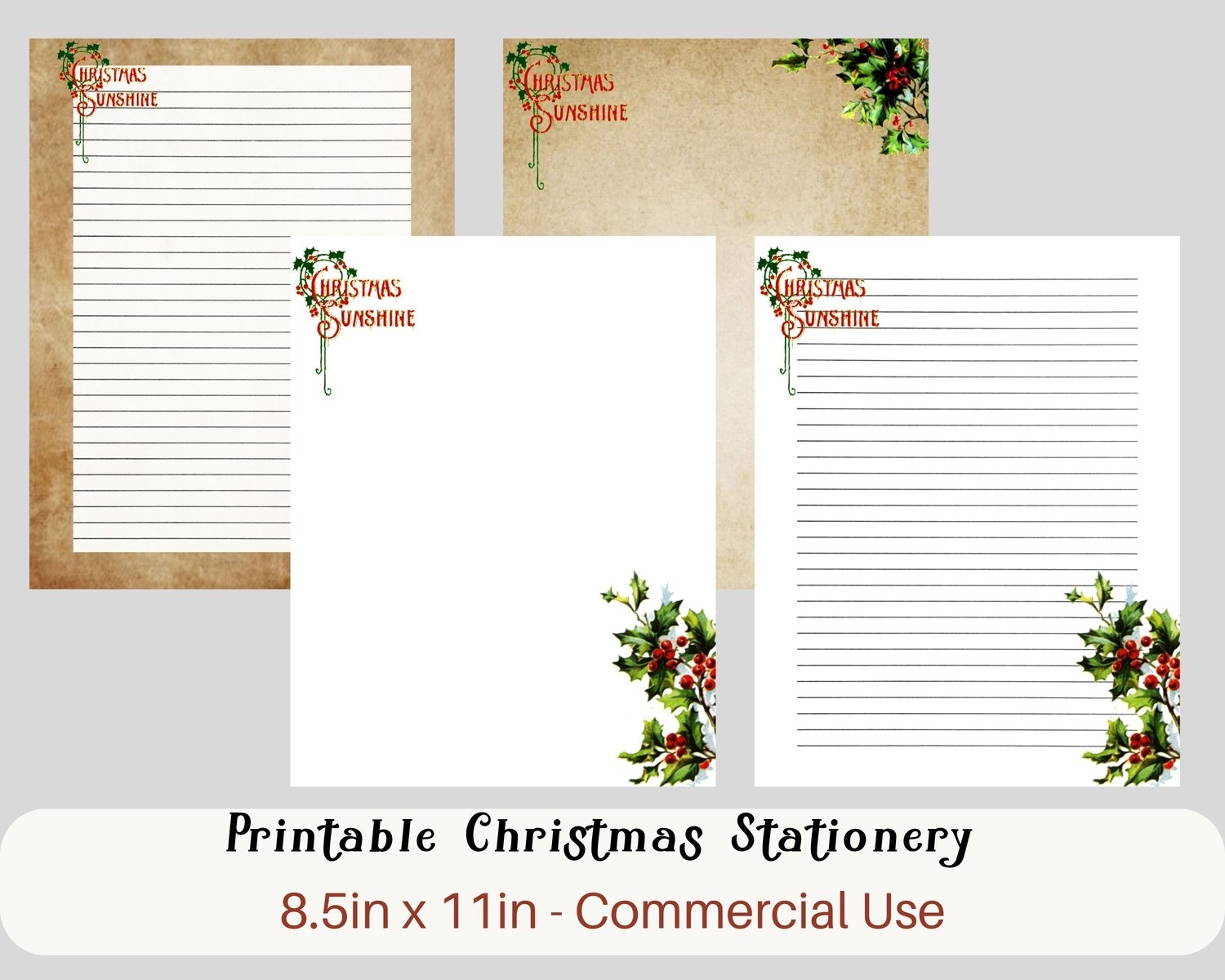 Printable Christmas Stationery Christmas Letter Writing Paper Printable Notes 8 5x11 Unlined Journal Page Lined Stationery Payhip