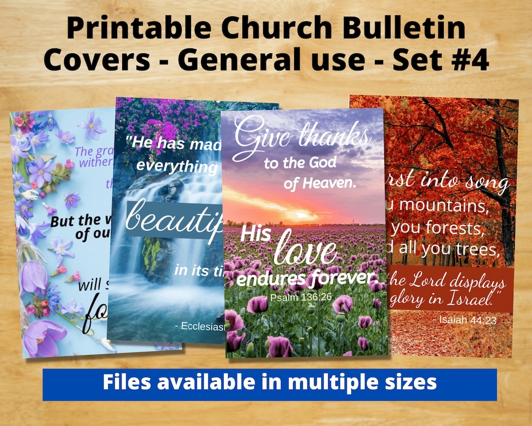 Printable Church Bulletin Covers General Use Set 4 Multiple Sizes Digital Download Etsy