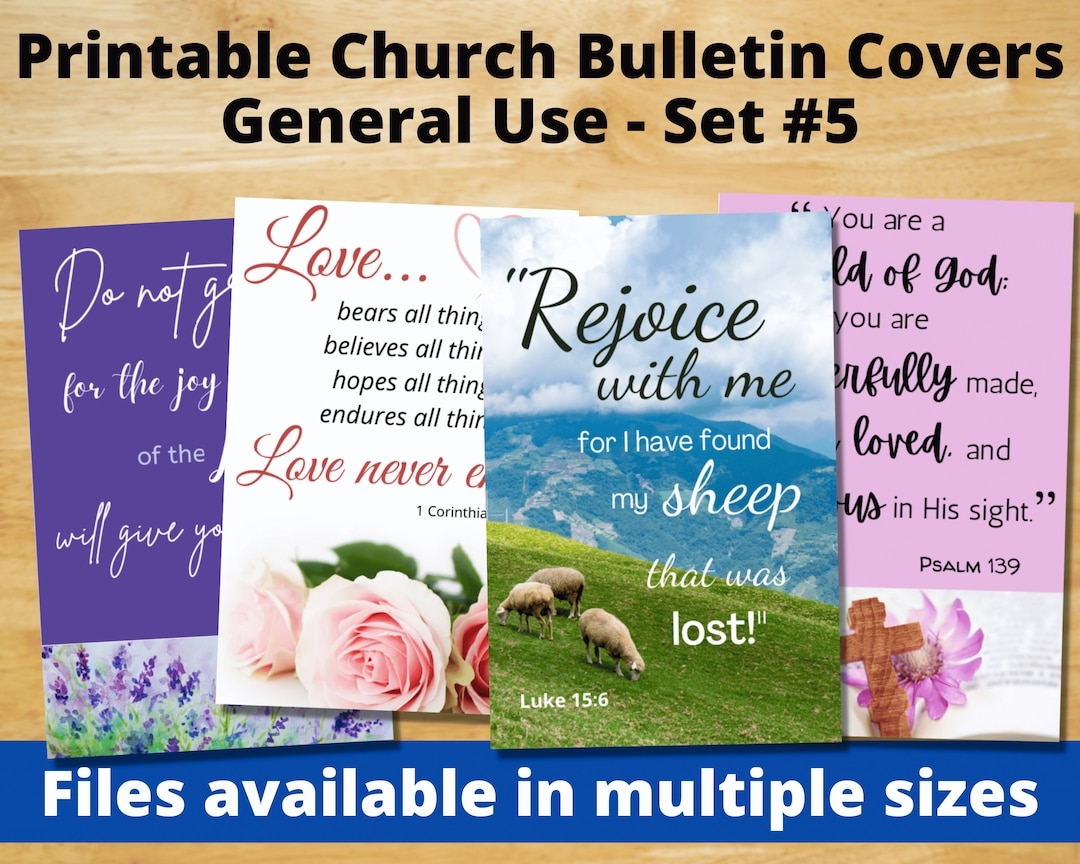 Printable Church Bulletin Covers General Use Set 5 Multiple Sizes Digital Download Etsy