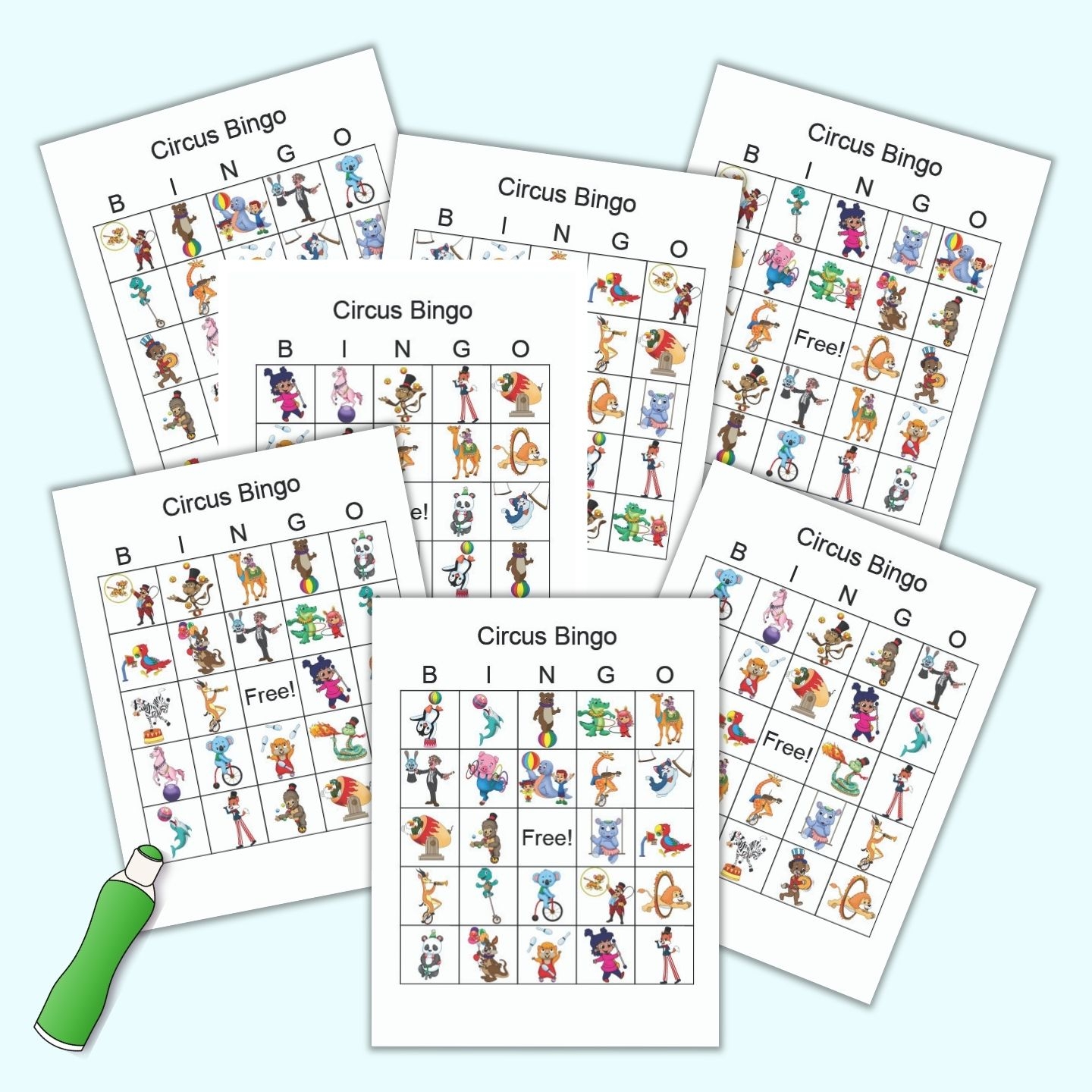 Printable Circus Bingo Cards includes Free Printable Bingo Games The Artisan Life