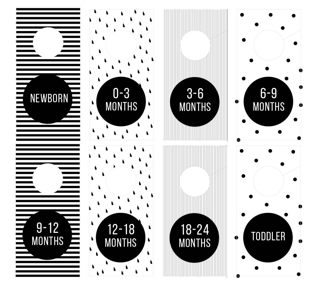 Printable Closet Dividers Black And White Nursery Baby Room Decor Modern Baby Baby Shower Gift Baby Boy Baby Girl Organization Etsy