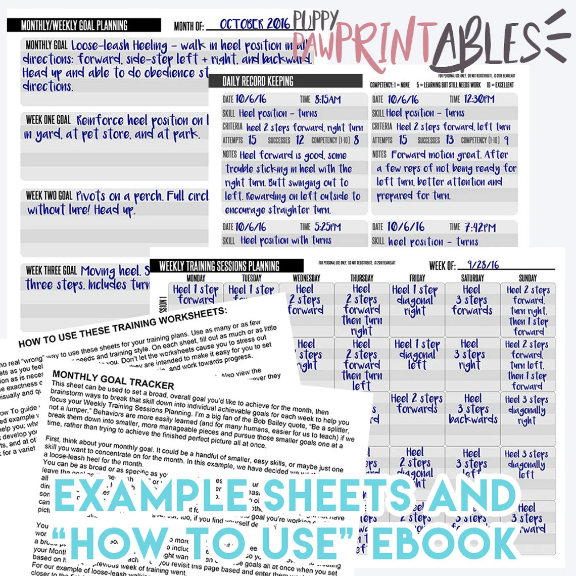 Printable Dog Training Planner And Record Keeping Worksheets Instant Download PDF Dog Training Plan Training Log Training Chart Etsy