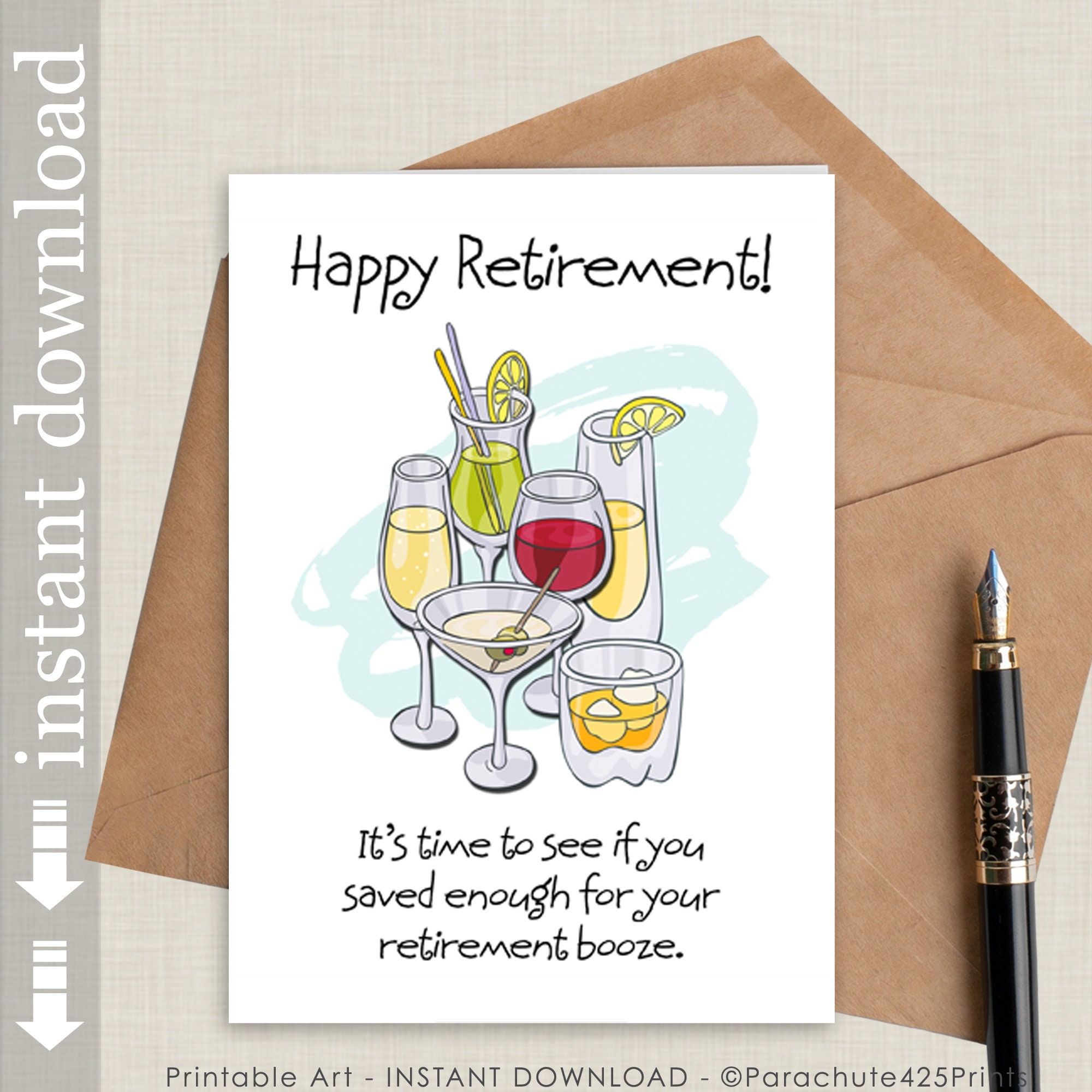 Printable Funny Retirement Card For Co Worker Or Friend Retirement Booze Etsy