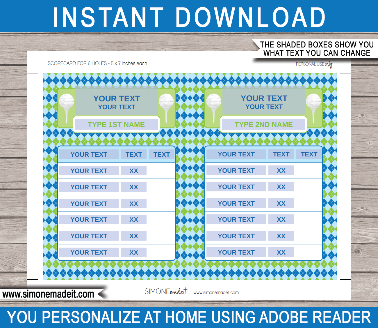 Free Printable Golf Shcedule