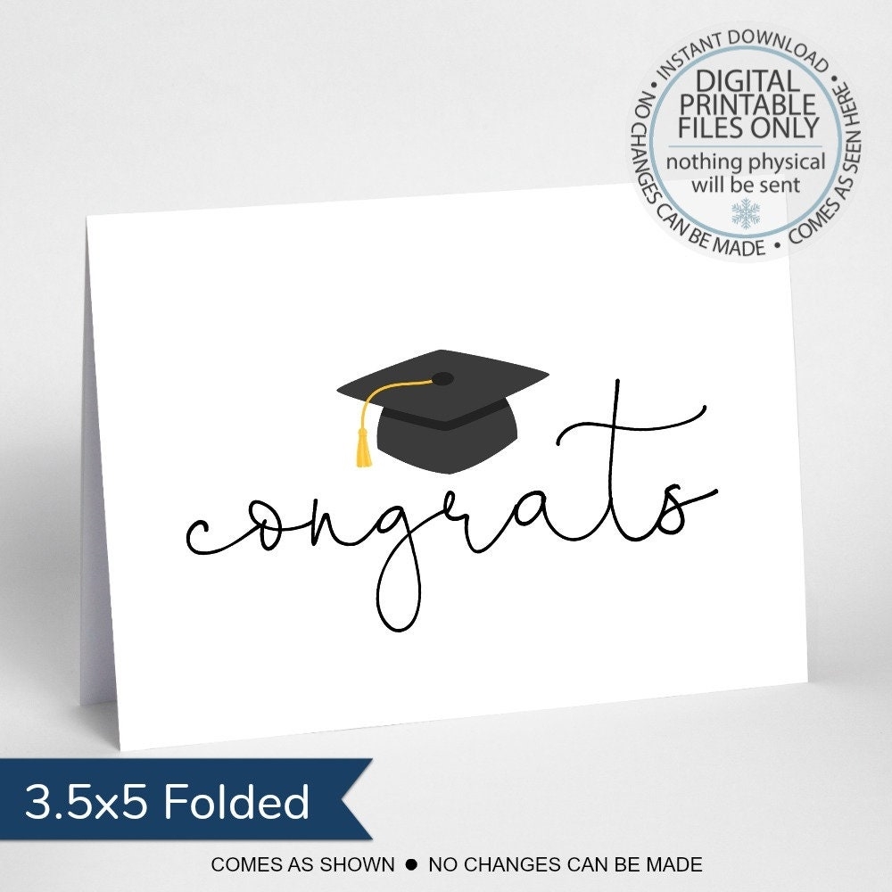 Printable Graduation Card Congratulations Graduate Folding Graduation Card Class Of 2024 Congrats Grad Congratulations Card Etsy