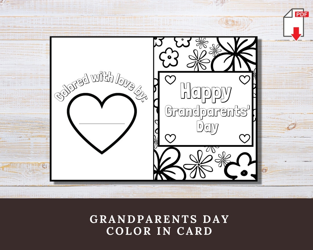 Printable Grandparents Day Color In Card Grandparents Day Craft Activity For Kids And Toddlers Grandparents Day Keepsake Instant Download Etsy