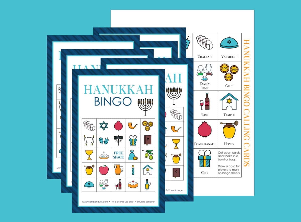 Printable Hanukkah Bingo Cards Story Carla Schauer Designs