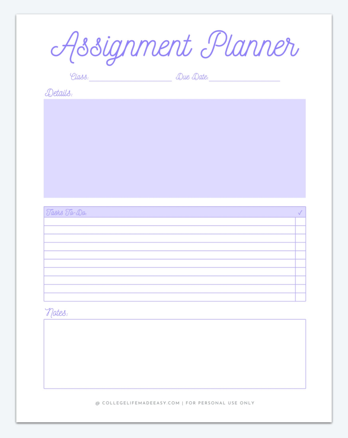 Free College Student Planner Printables