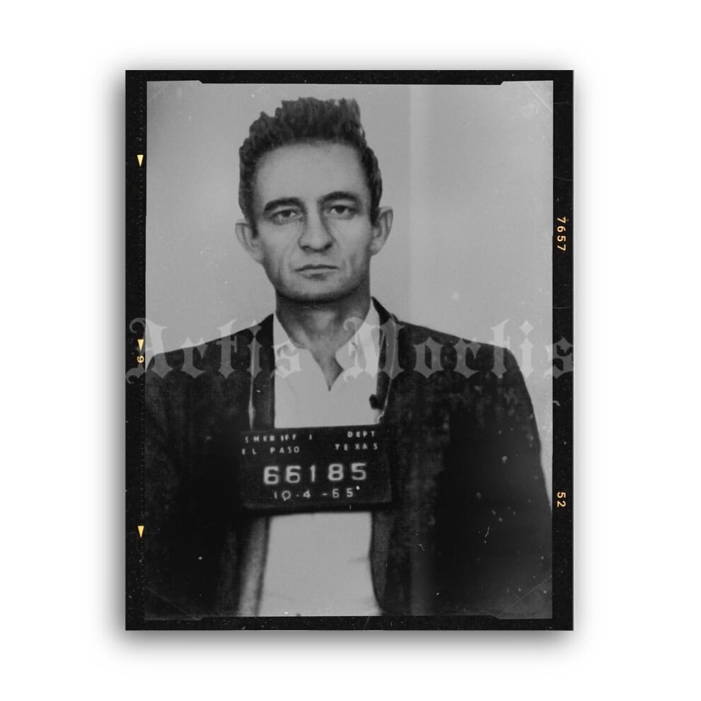 Printable Johnny Cash Mugshot 1965 Arrest Photo Poster
