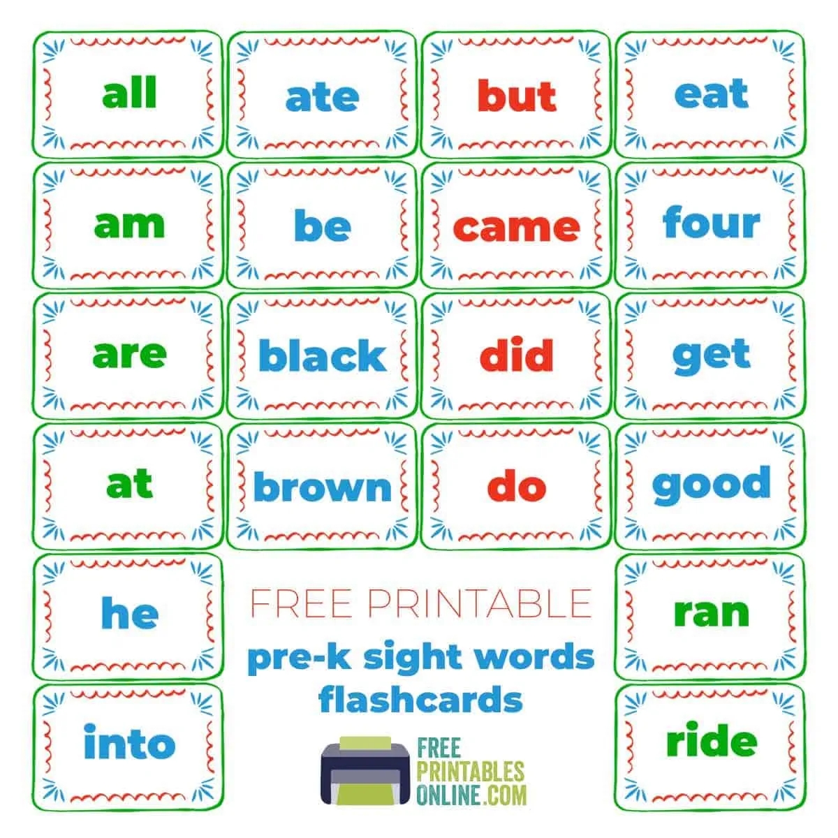 Free Printable Sight Word Flashcards