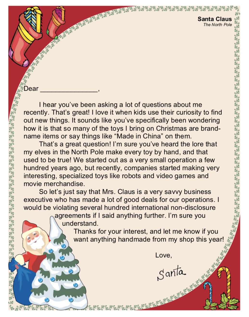 Free Printable Letters From Santaclaus