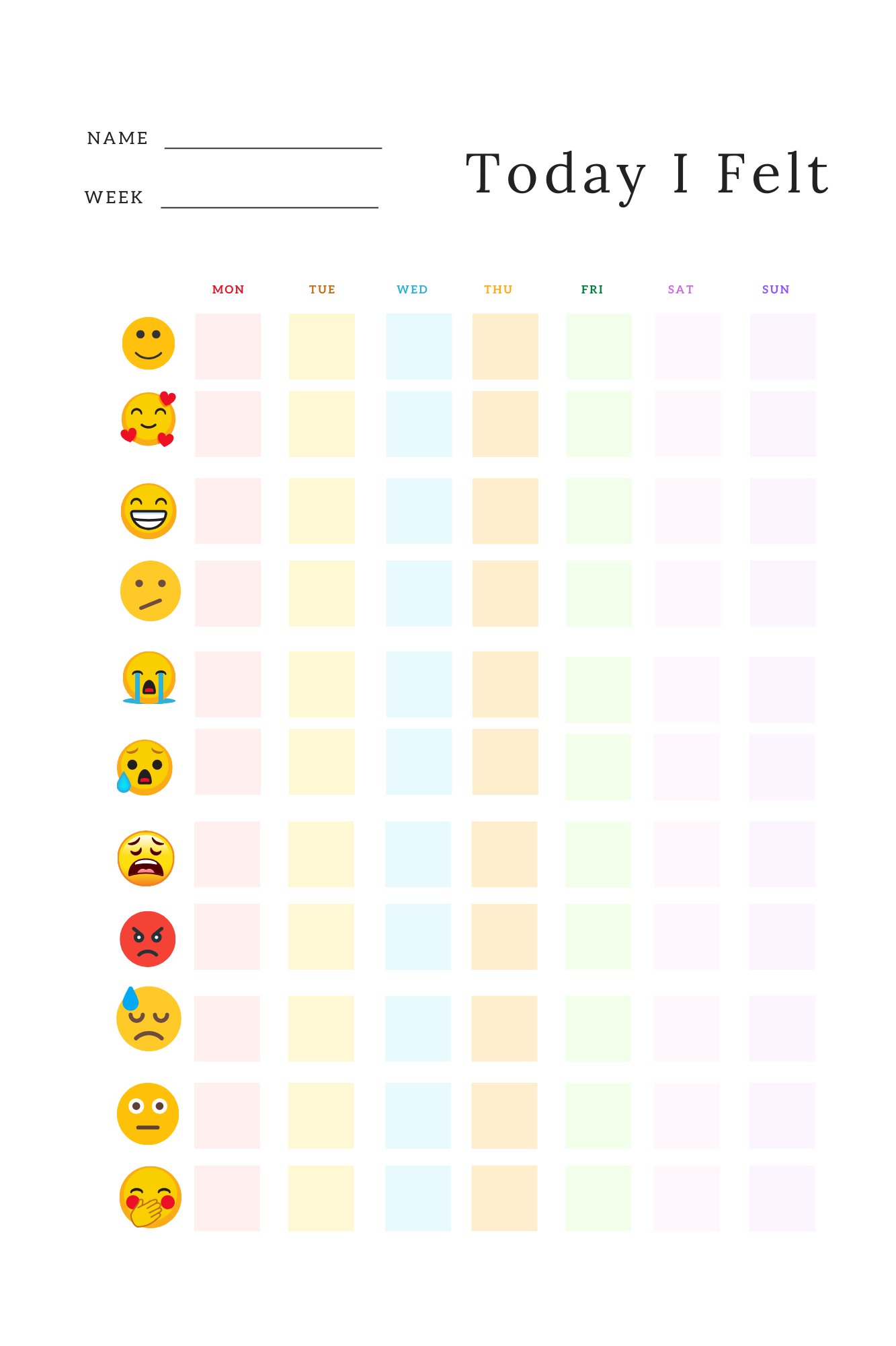 Free Printable Anxiety Tracker