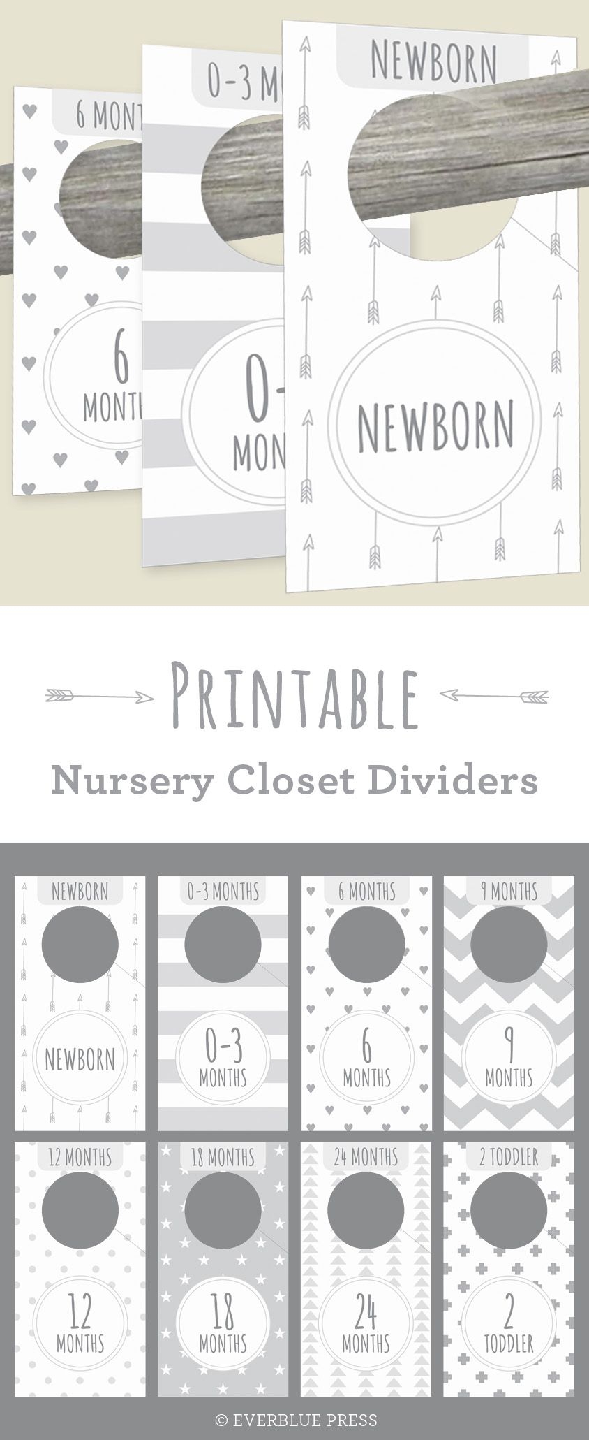 Printable Nursery Closet Divider Gray Pattern Instant Download