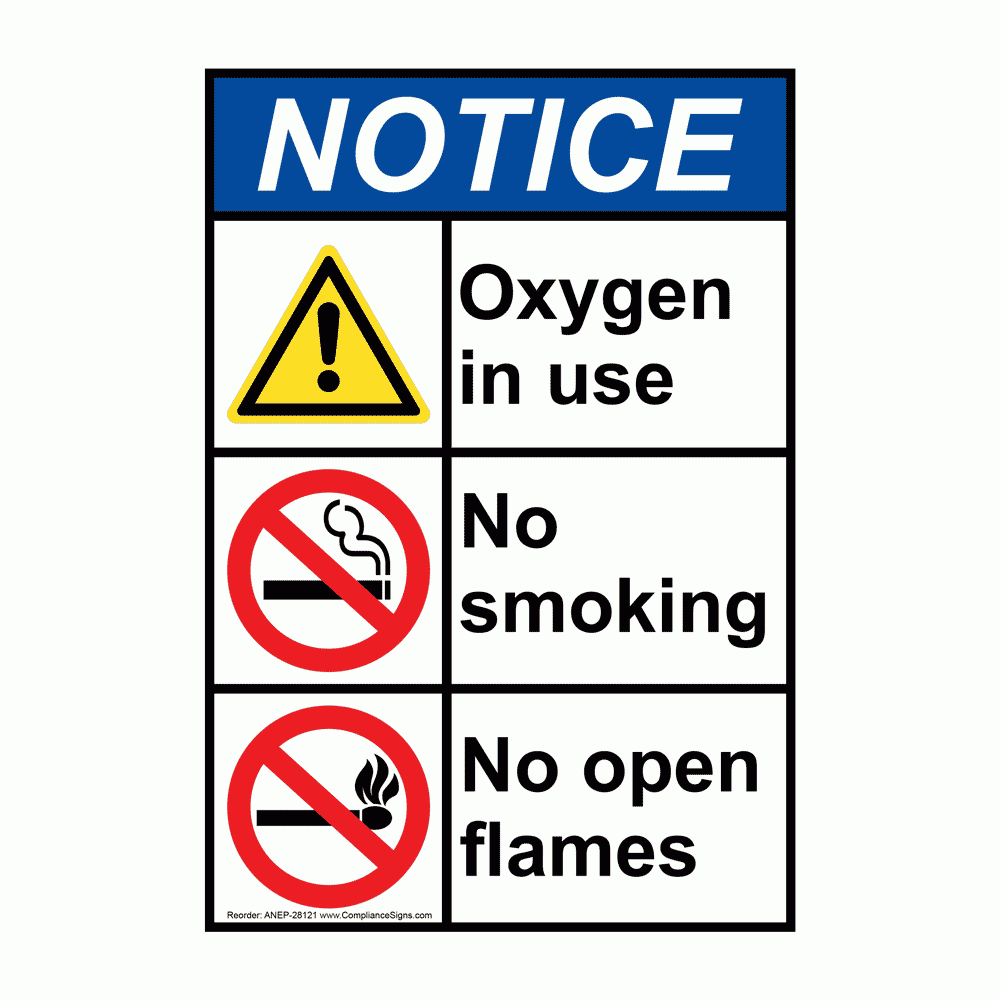 Printable Oxygen In Use No Smoking Or Open Flames Danger Sign Worksheets Library