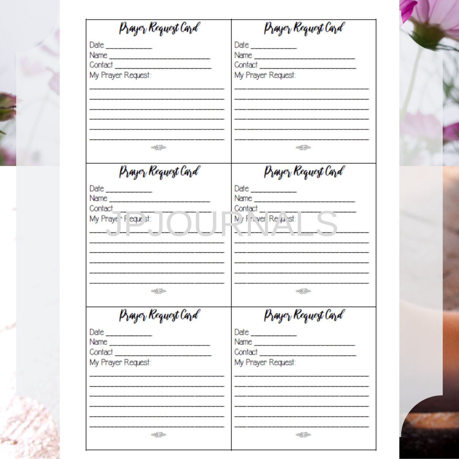 Printable Prayer Request Cards INSTANT DOWNLOAD Bible Study Group Supplies