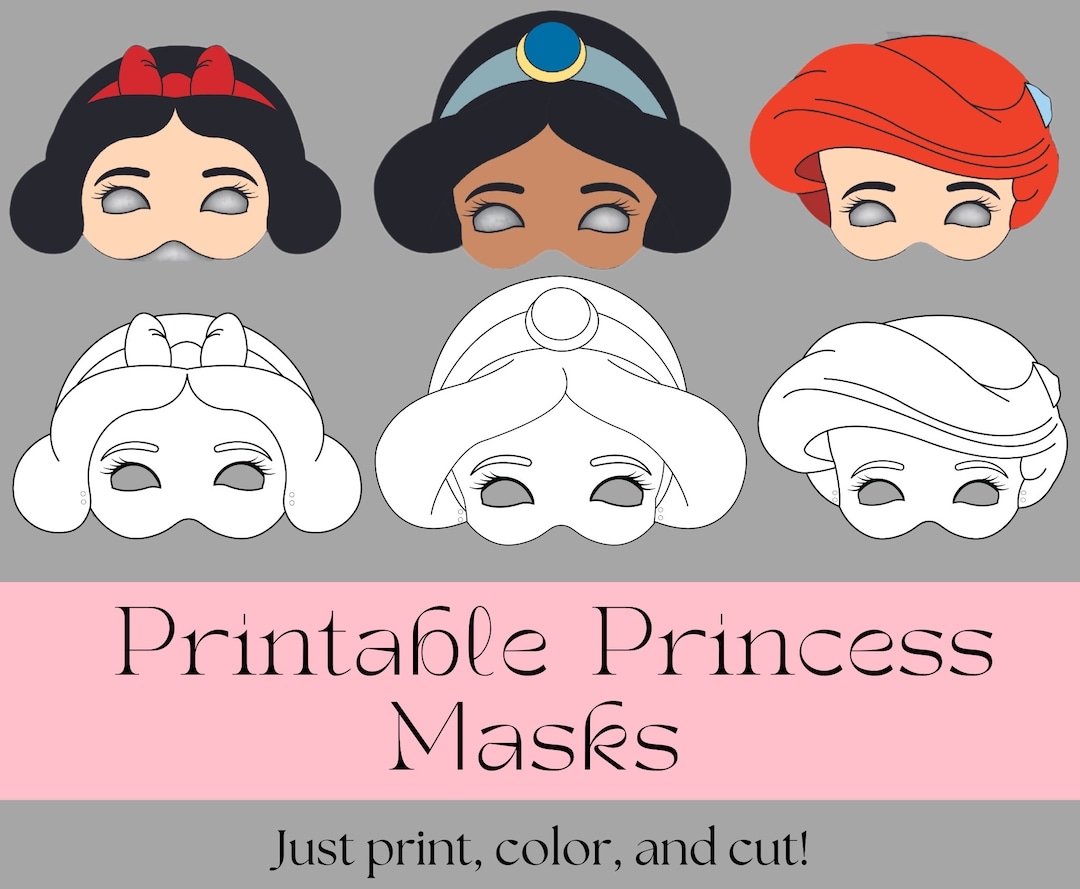 Printable Princess Masks DIY Princess Mask Princess Costume Princess Party Supplies Instant Digital Download Etsy