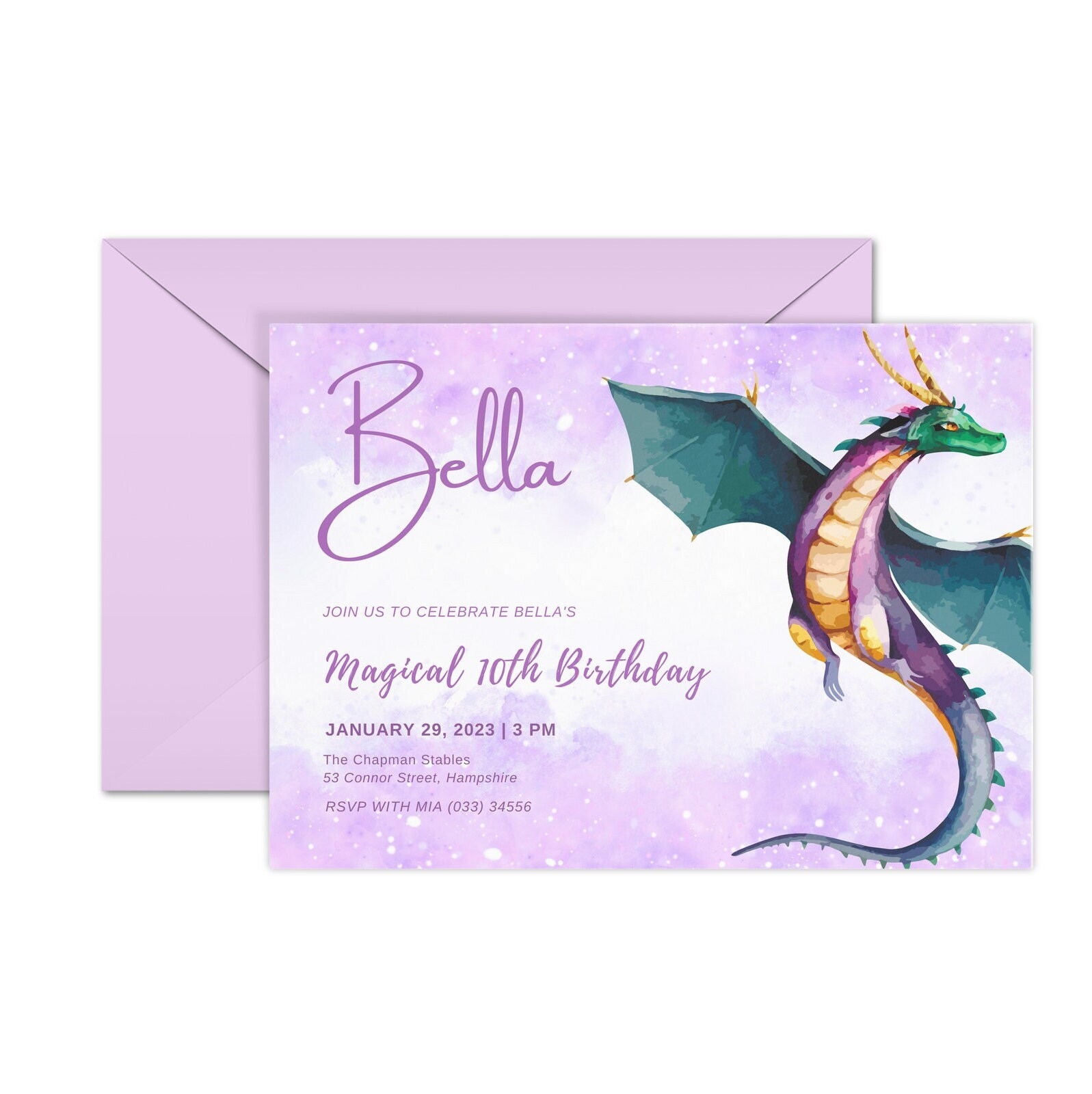 Printable Purple Dragon Invitation Girl Dragon Birthday Party Invitation Dragon Invite Dragon Birthday Invitation Wings Of Fire Invite Etsy