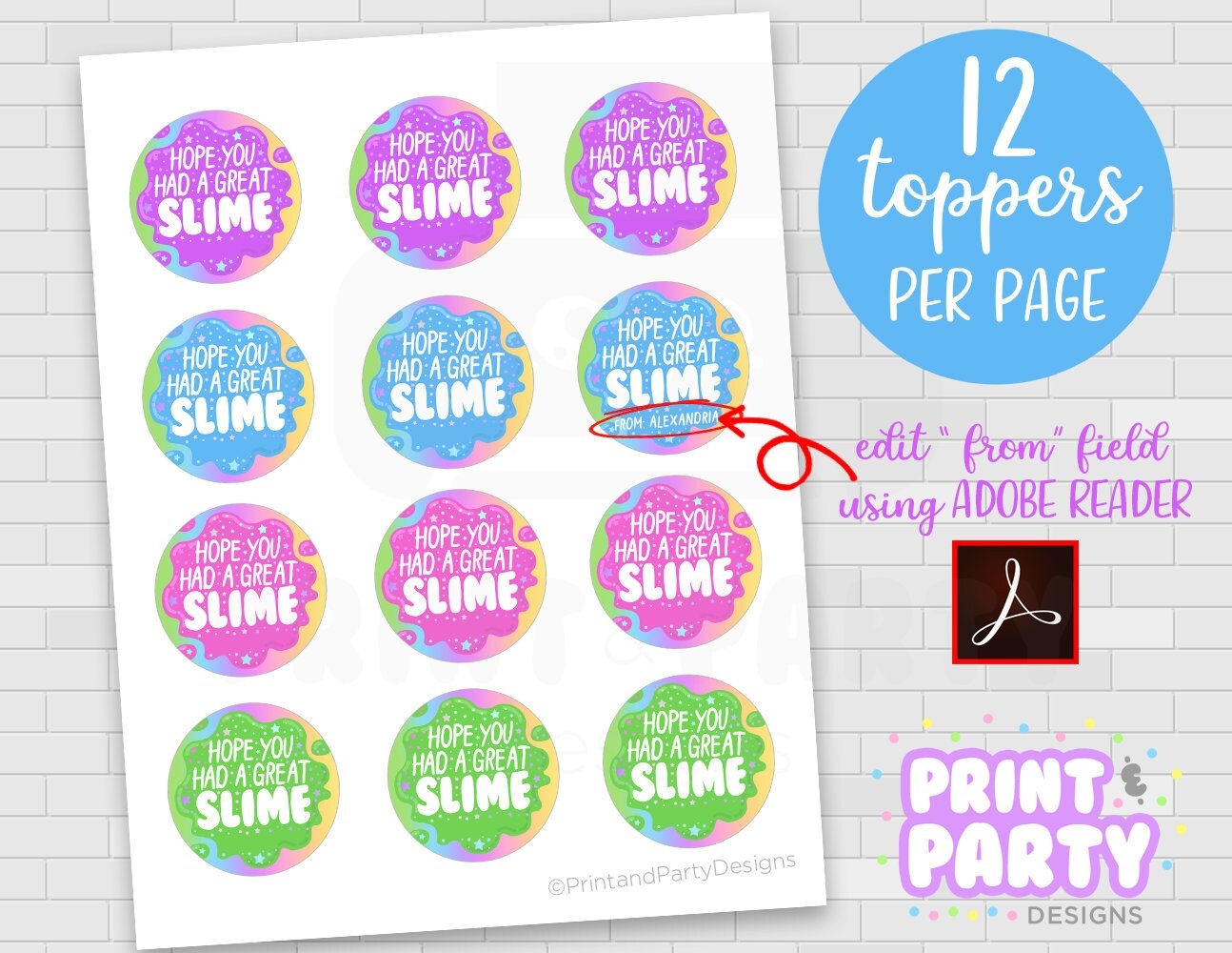 Printable Rainbow Slime Container Labels Slime Party Favor Tags Slime Party Craft Slime Birthday Party Ideas Instant Download Etsy
