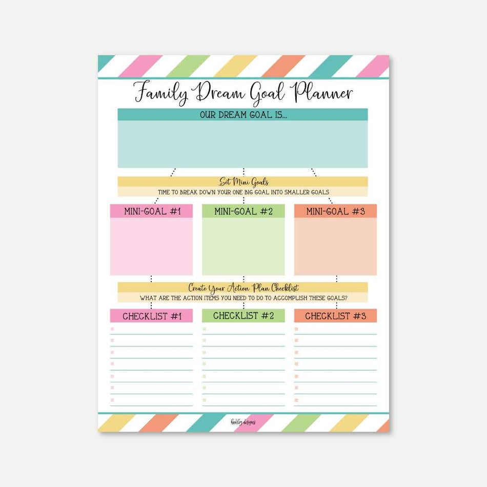 Printable Stripes Family Goal Sheet Template Hadley Designs