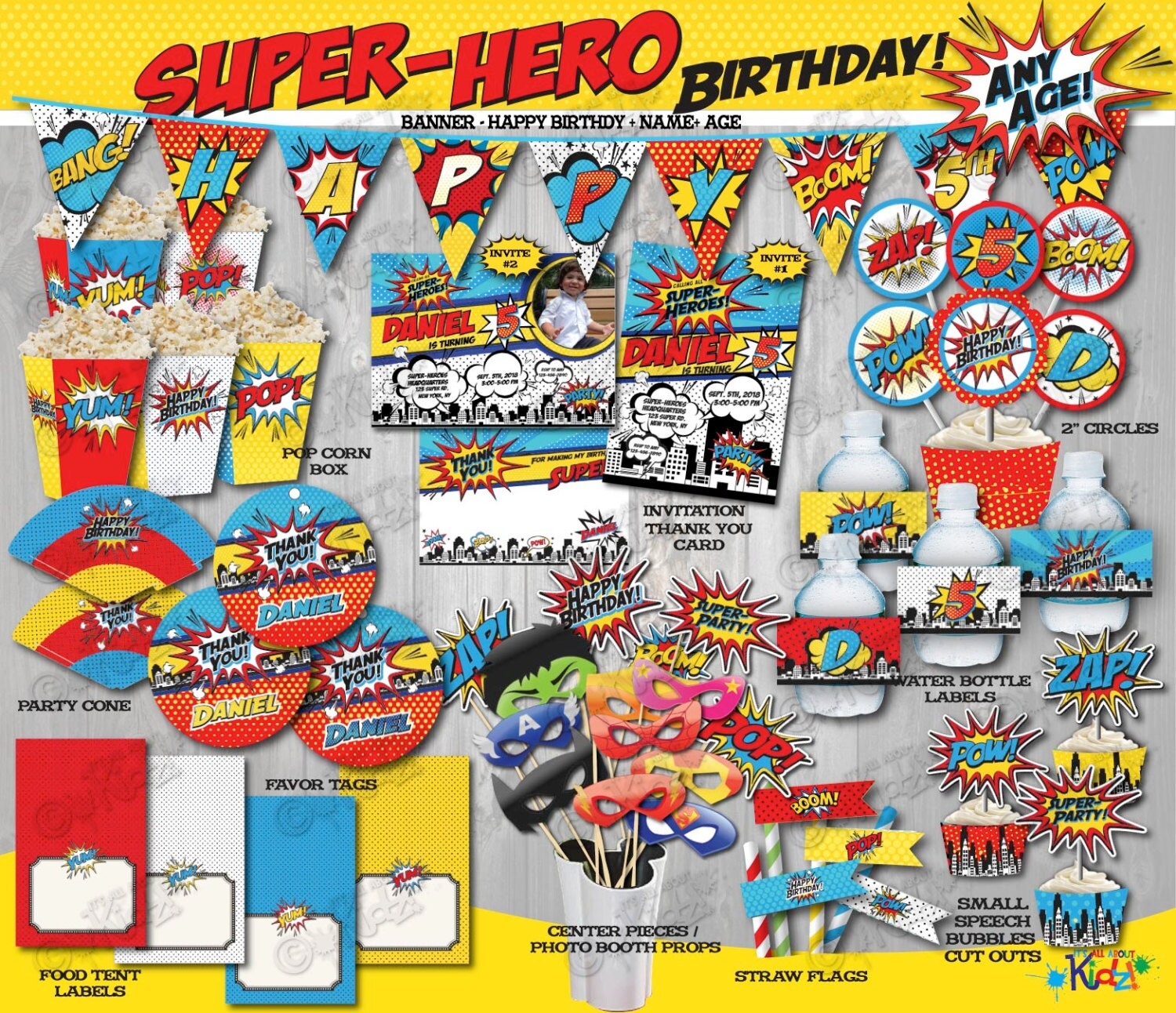 Printable SUPERHERO Birthday Party Package superhero Party Decorations superhero Party super Hero Party superhero Mask superhero Etsy