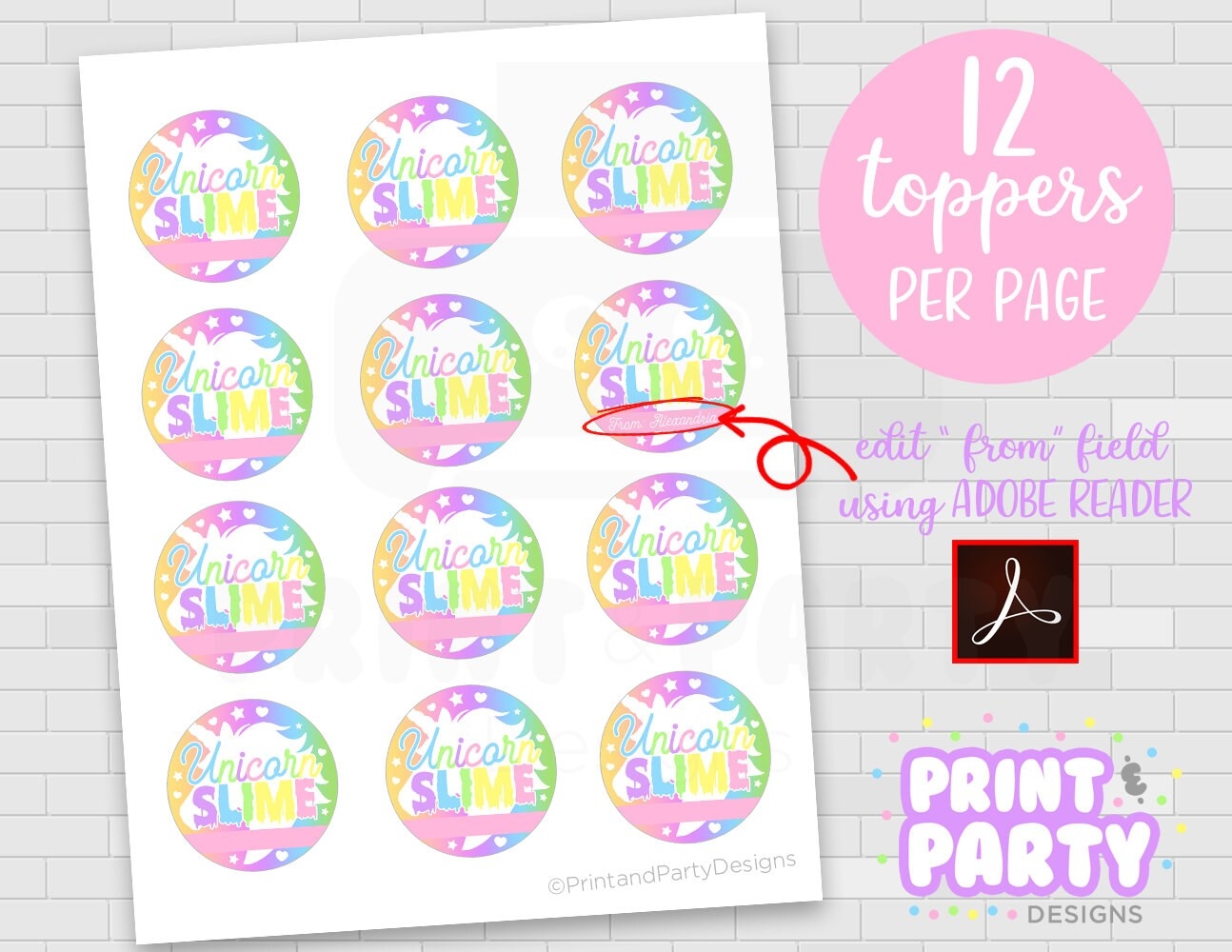 Printable Unicorn Slime Container Labels Unicorn Party Favor Tags Unicorn Slime Craft Unicorn Birthday Party Ideas Instant Download Etsy