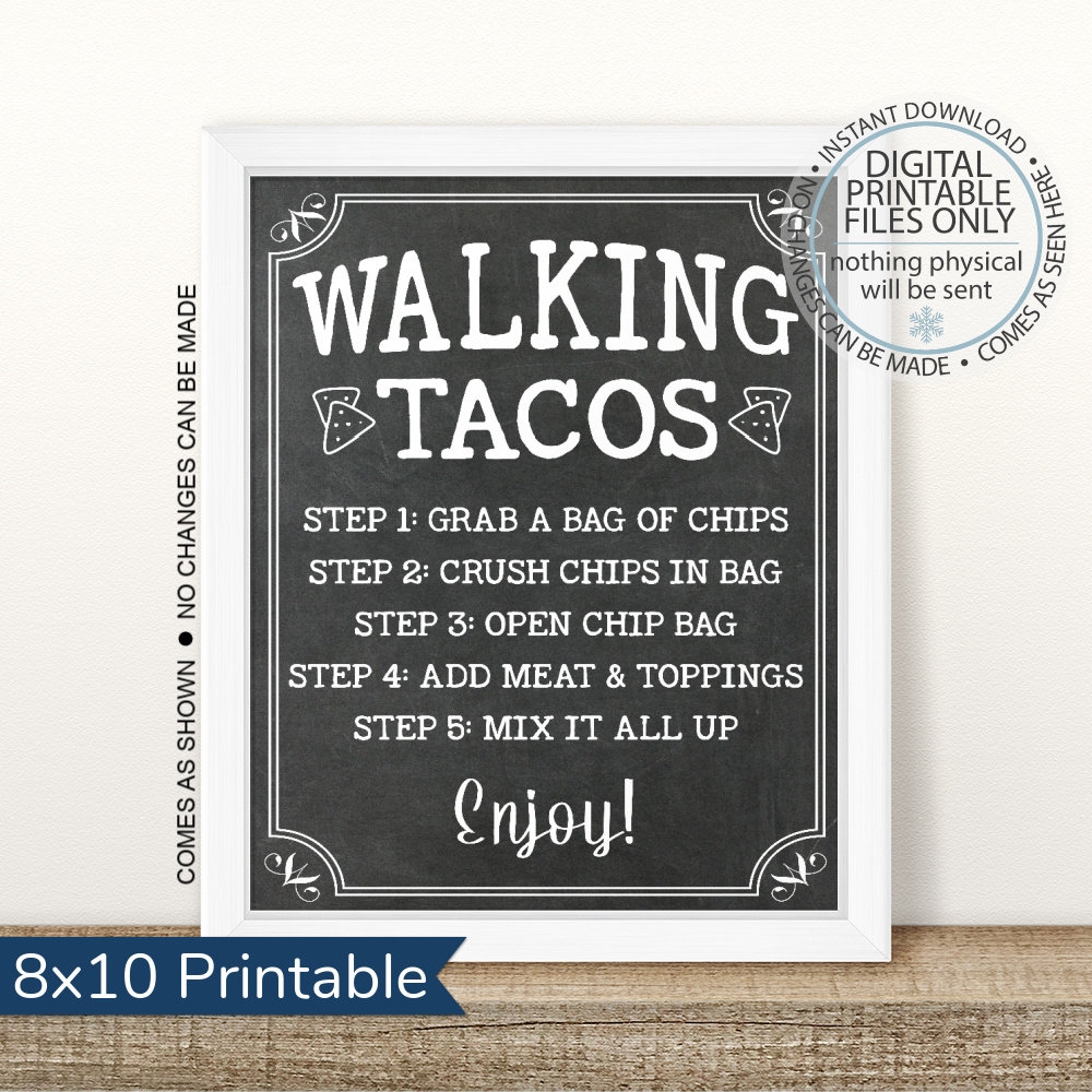 Printable Walking Tacos Sign Printable Taco Table Sign Table Sign Fiesta Decorations Fiesta Sign Taco Wedding Cinco De Mayo Taco Sign Etsy