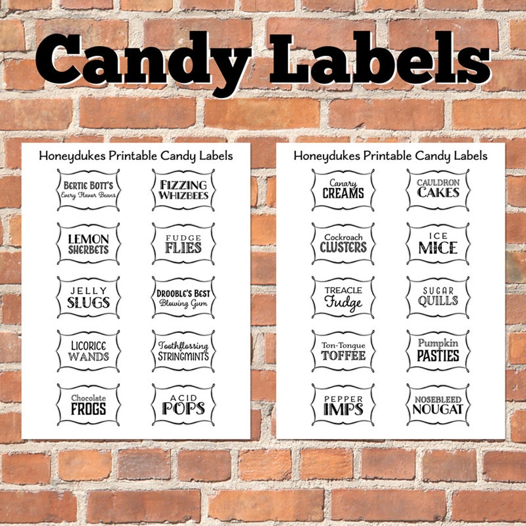 Printable Wizard Candy Labels Etsy