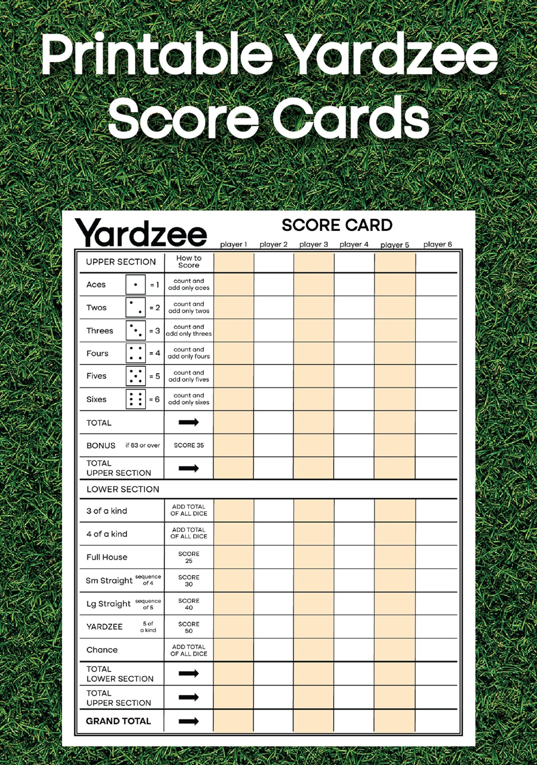 Printable Yardzee Score Card Digital Instant Download Yahtzee Family Lawn Game Summer Sunday Funday Party Scorecard Outside Activity Etsy