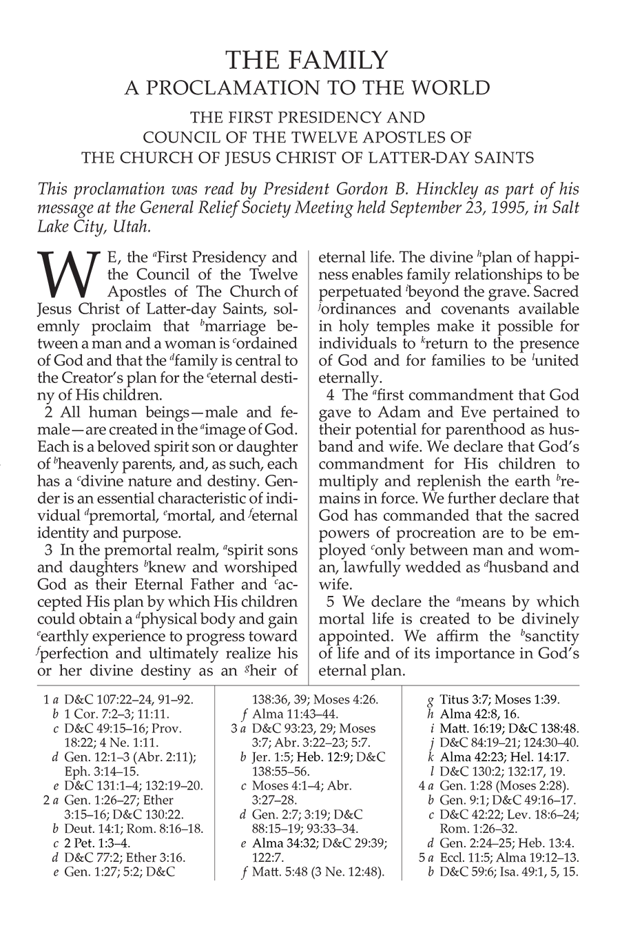 Printables The Family Proclamation