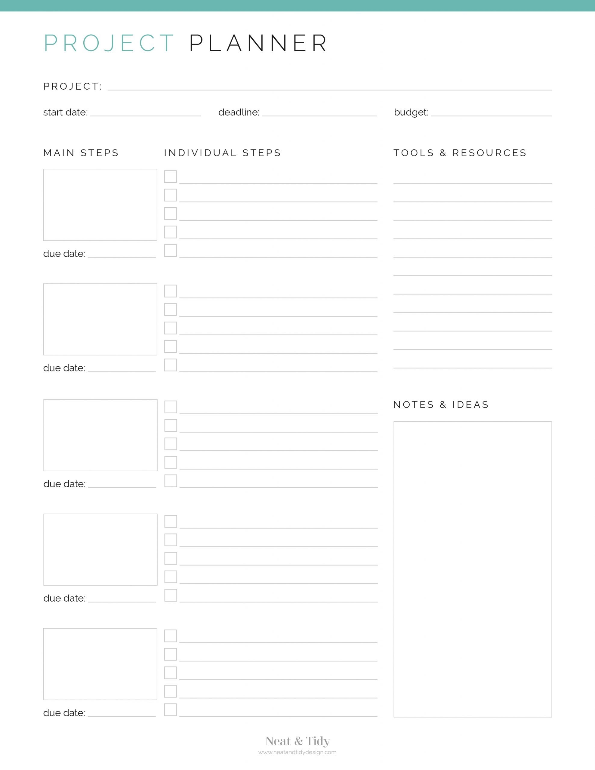 Free Printable Home Project Planner
