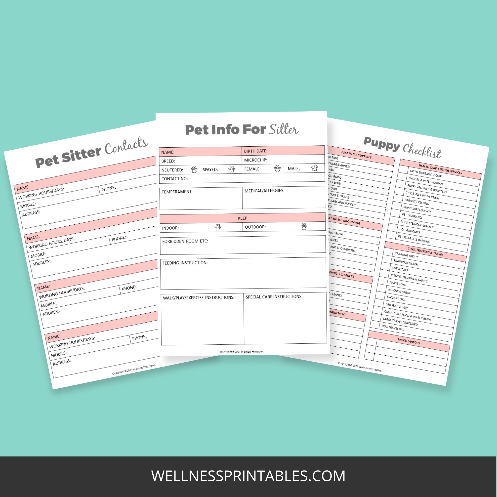 Puppy Training Planner Wellness Printables