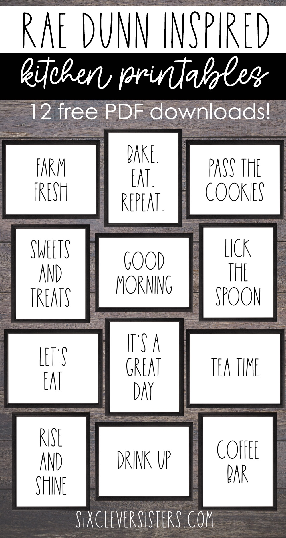 Rae Dunn Inspired Kitchen Signs 12 FREE PRINTABLES Six Clever Sisters