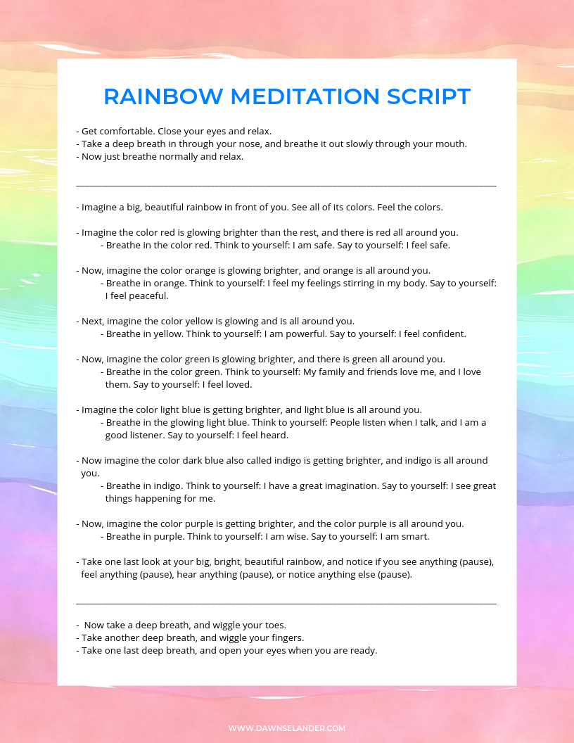 Rainbow Meditation For Kids Dawn Selander For Kids