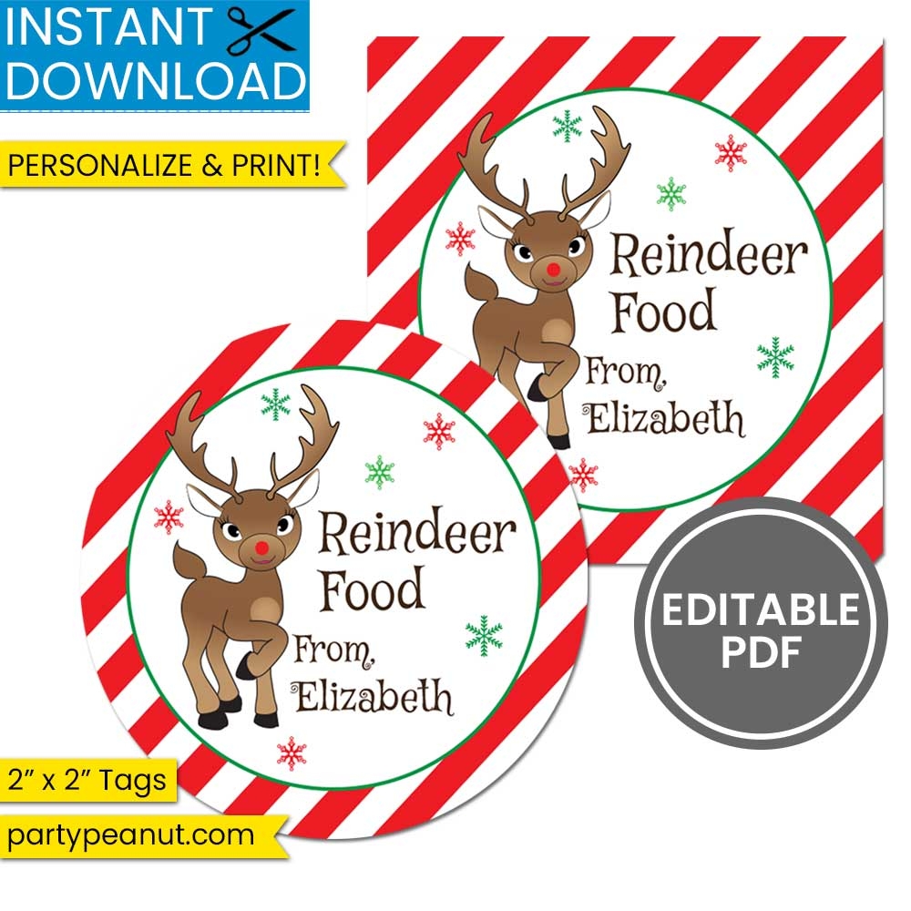 Reindeer Food Tags Christmas Gift Tags Party Peanut