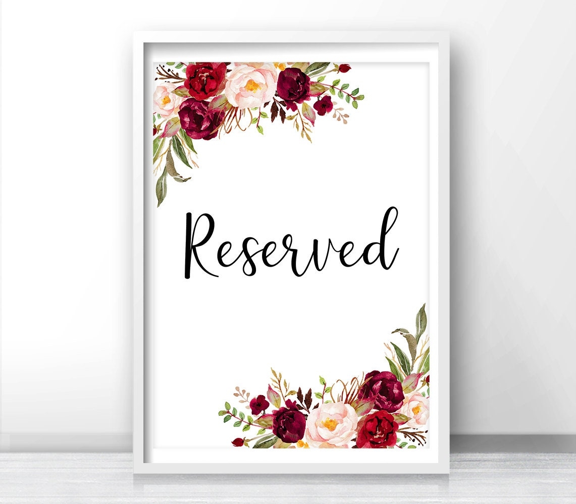 Reserved Sign Wedding Printable Reserved Table Signs 4x6 5x7 8x10 Instant Download PDF JPEG Template Etsy