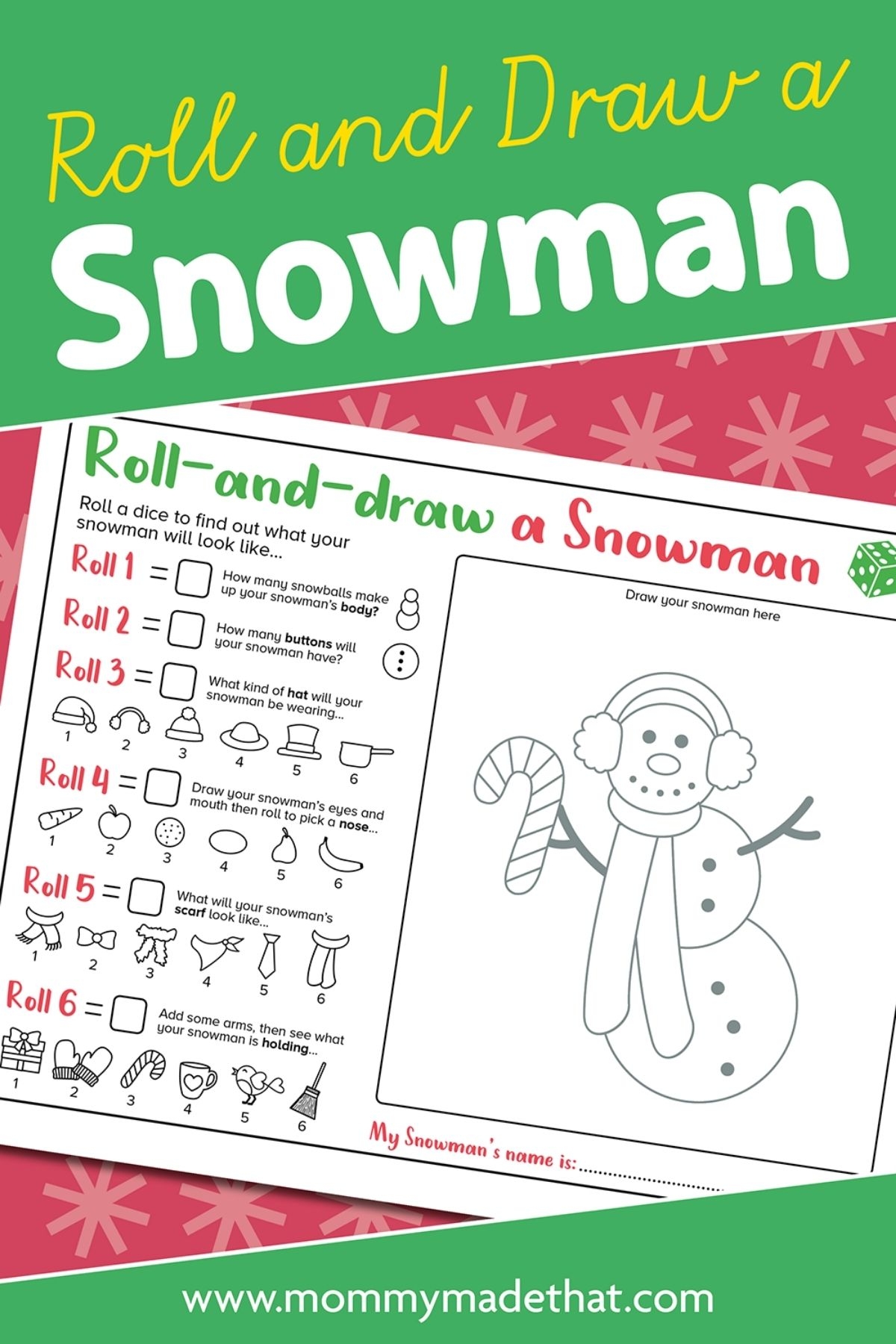 Roll A Snowman Fun Free Printable Game 