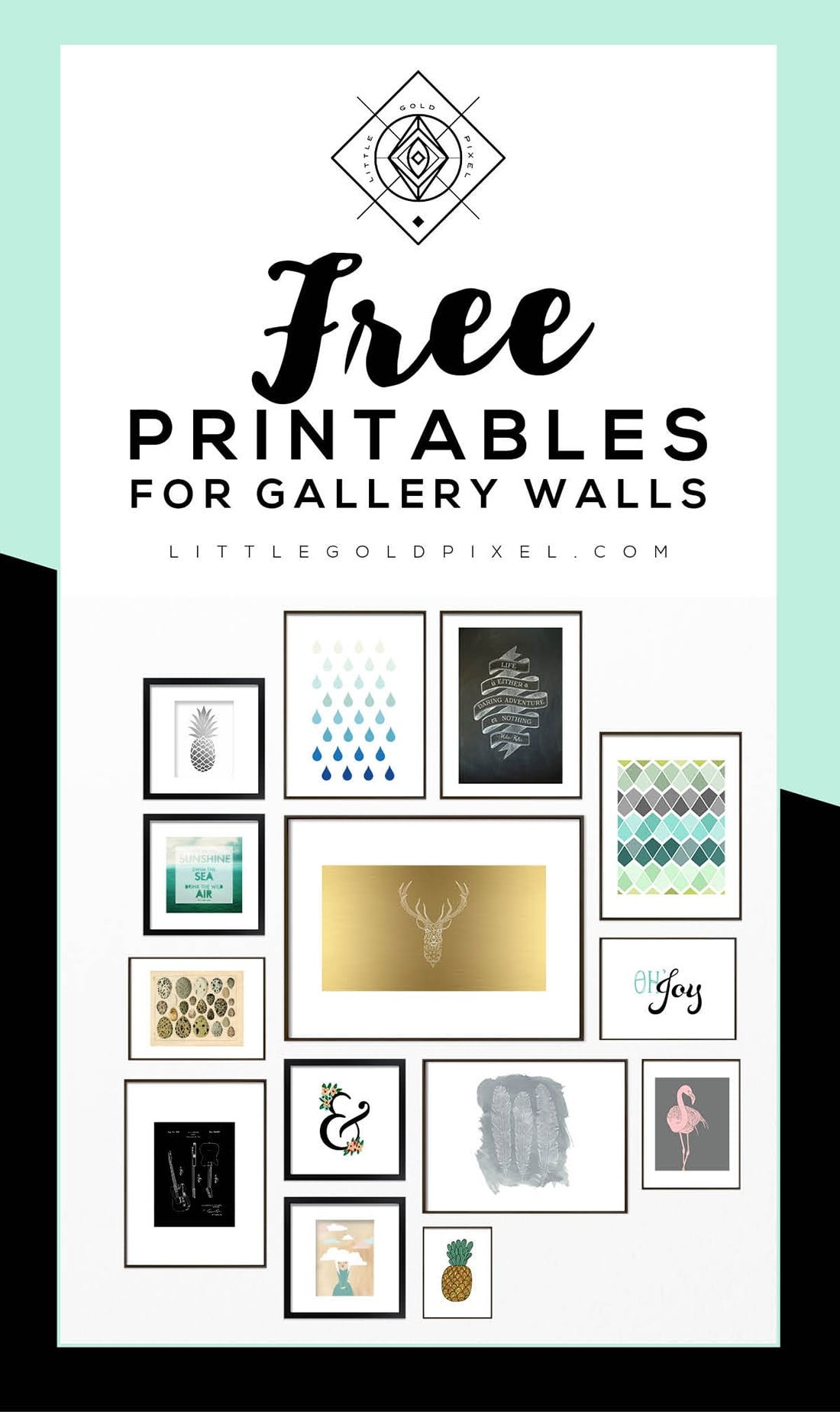 Roundup Free Printables For Gallery Walls Little Gold Pixel