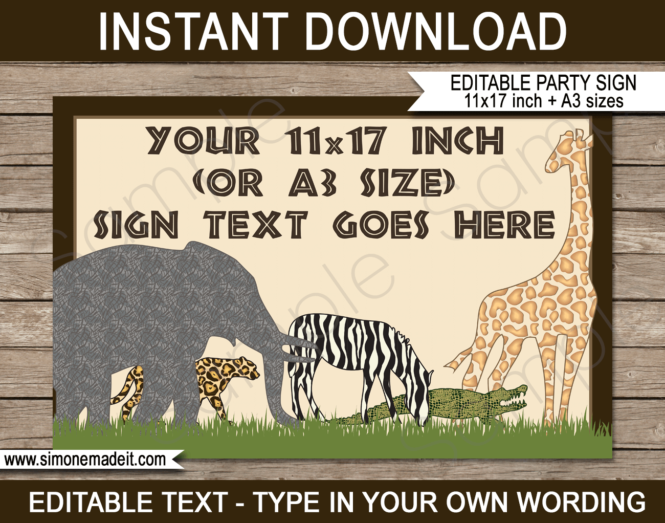 Safari Party Printables Invitations Decorations Zoo Theme Templates