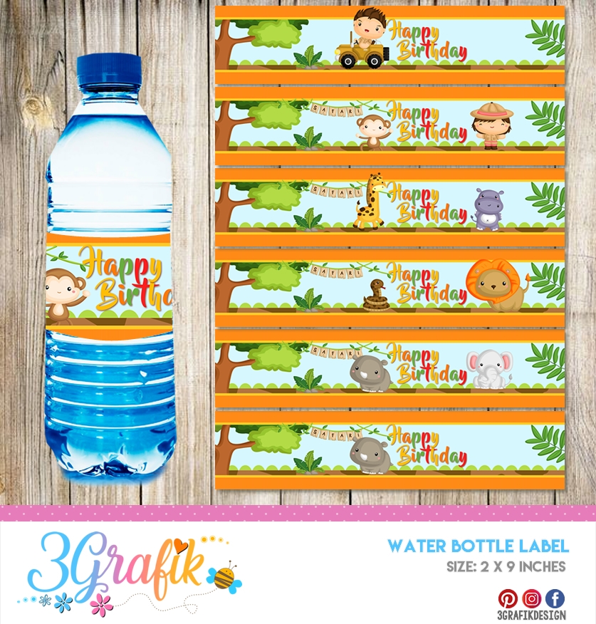Safari Water Bottle Label Printable 3Grafik