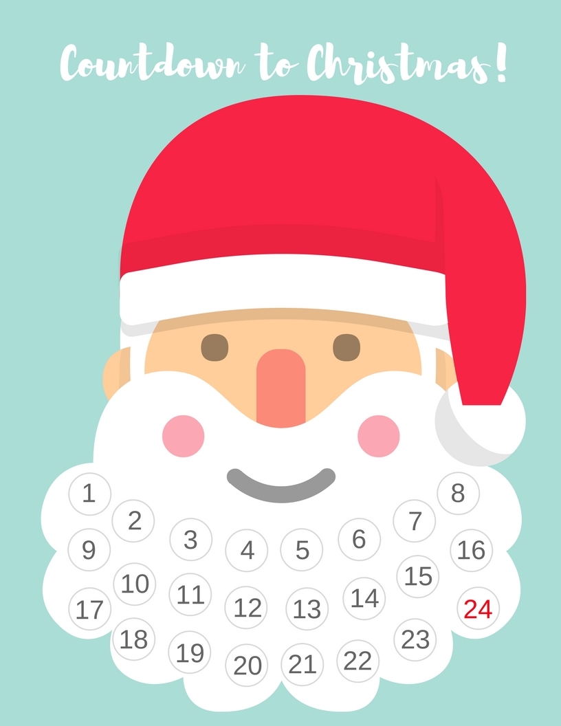 Santa Christmas Countdown Calendar Printable Free MomsWhoSave