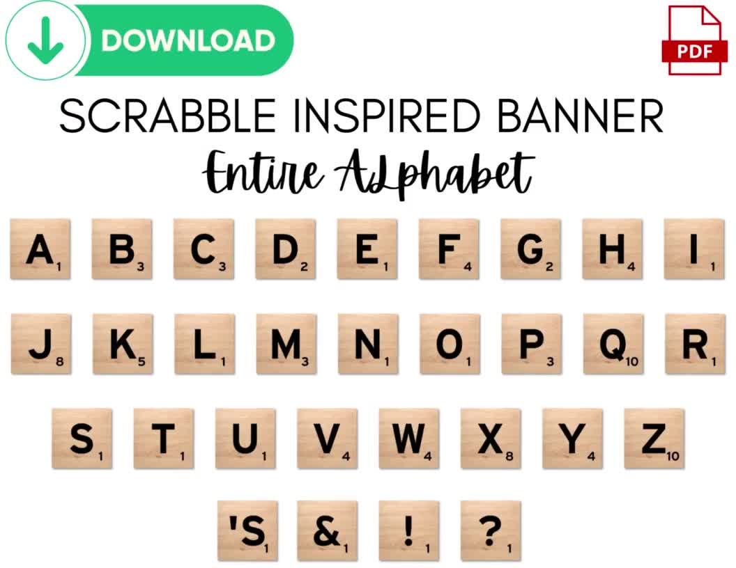 SCRABBLE Wood Alphabet Printable Pdf Scrabble Tiles Scrabble Game Pieces Digital Alphabet INSTANT DOWNLOAD Etsy