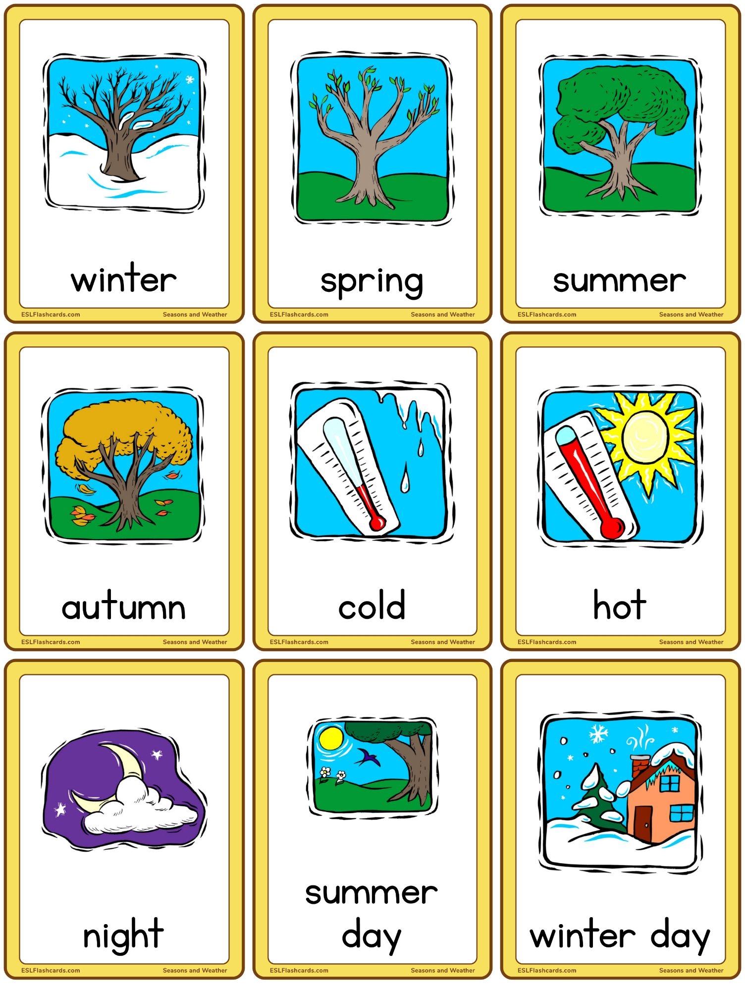 Seasons And Weather ESL Flashcards