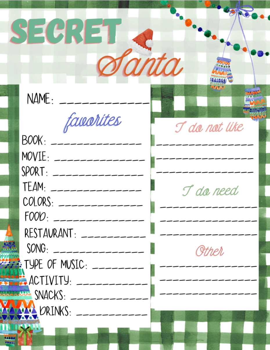 Free Printable Secret Santa List