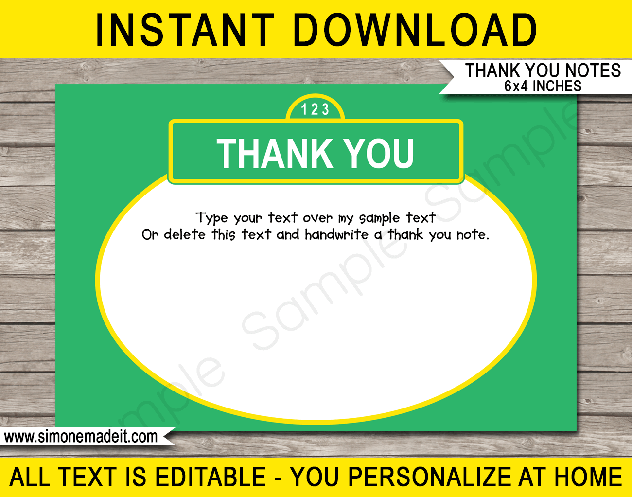 Sesame Street Thank You Cards Template Printable Birthday Party PDF